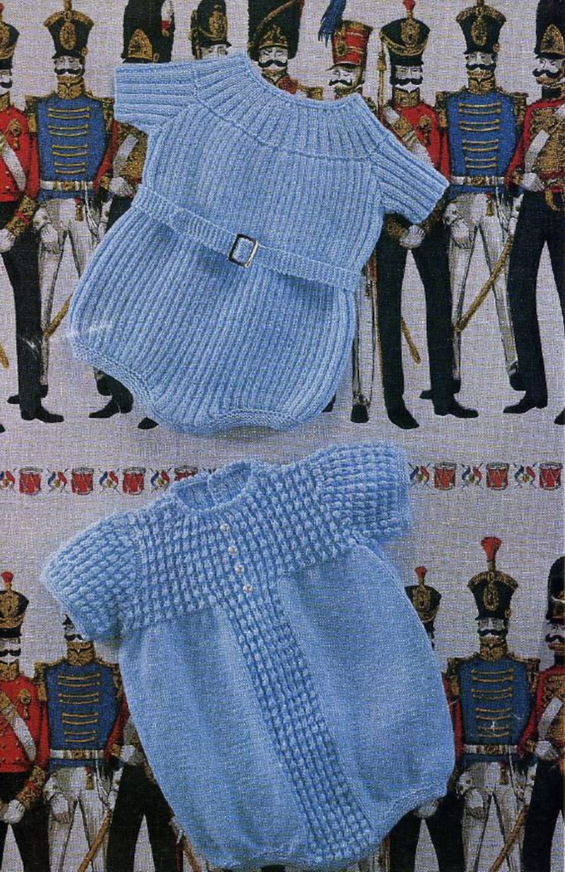 Vintage Baby Knitting Pattern Ribbed & Patterned Rompers Etsy