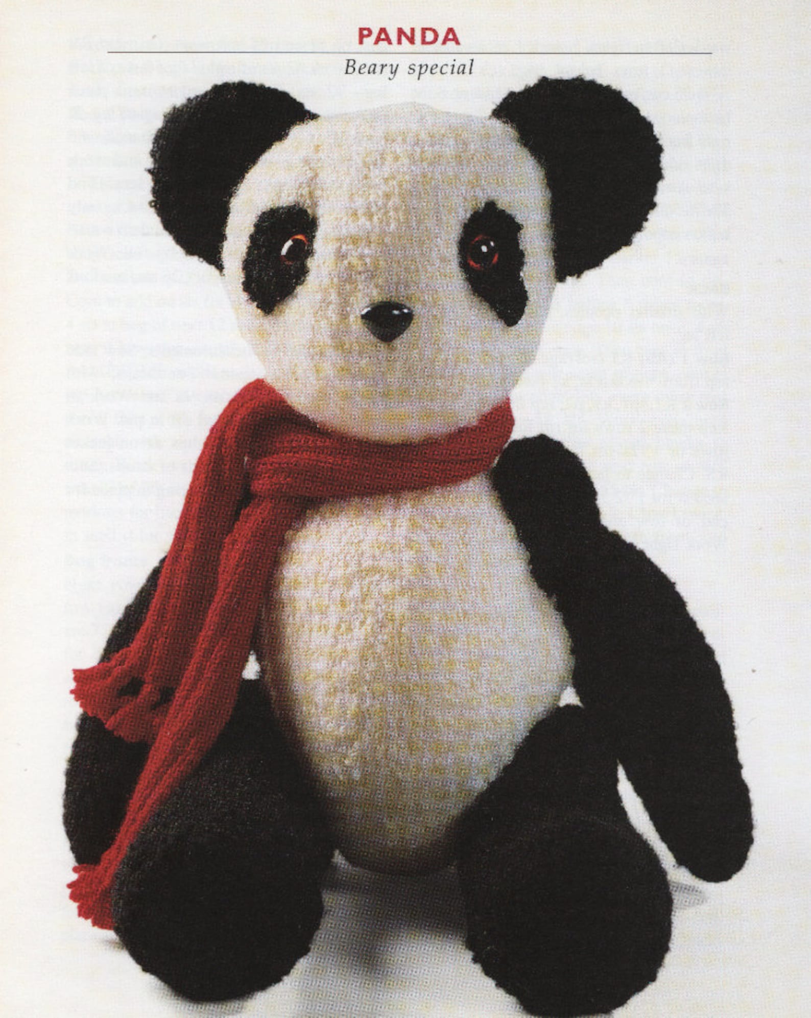 Toy Knitting Pattern Panda Bear Jointed Arms/legs Scarf Etsy