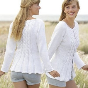 Beautifully Designed Ladies Cable Cardigan Cotton Aran [S - XXL Knitting Pattern]