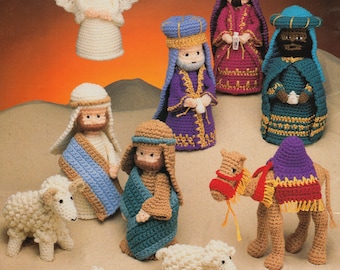 Patrón de crochet para juego de belén: burro, vaca, oveja ~ ¡Toda la pandilla, incluso un camello! ¡13 figuras!