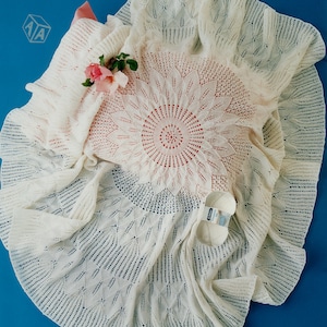 Ronde babysjaal in traditioneel kant 3-laags breipatroon PDF direct download breipatroon