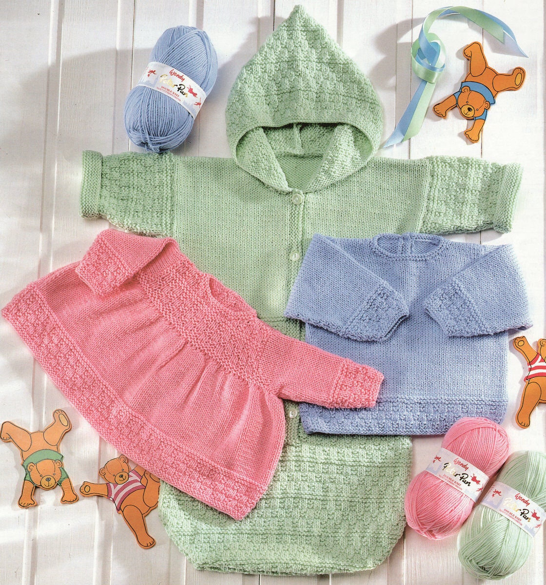 Premature Dress Sweater With Sleeping Bag Basketweave~ DK Knitting ...