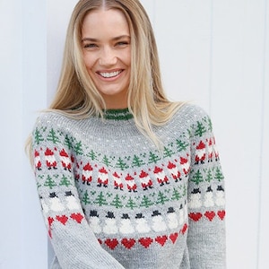 Christmas Sweater knitted ladies PDF instant download knitting pattern image 1