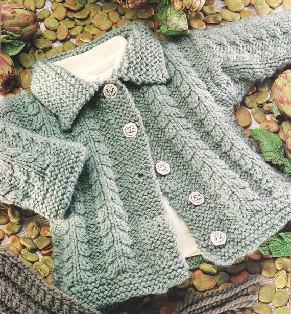 Cardigan a trecce per neonati/bambini con colletto, 10 anni