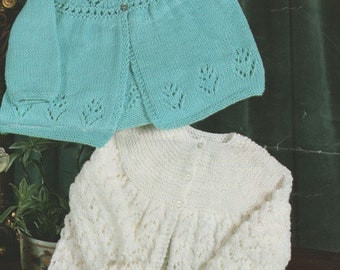 Lacy & Flower ~ Yoked Baby Matinee Coats 16 - 20" ~ DK PDF patrón de punto de descarga instantánea