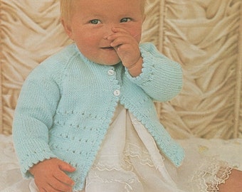 Raglan Baby Matinee Coat 3 Ply/4 Ply/DK ~ 18" - 19" ~ Patrón de punto de descarga instantánea PDF