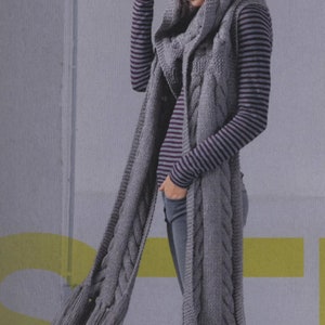 Hooded Scarf PDF Instant Download Knitting Pattern Hooded Cable Scarf ...
