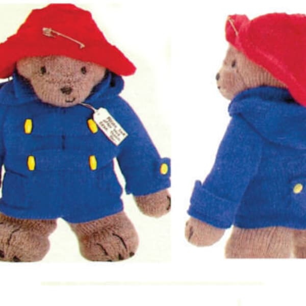 Paddington Bear with Clothes ~ 17" tall ~ DK Knitting Pattern