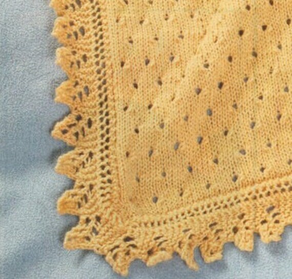 Pretty Eyelet Baby Blanket DK 61cm x 76cm PDF instant download knitting pattern
