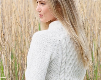 Crema suéter de punto para mujer señoras PDF patrón de tejido de descarga instantánea