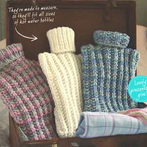 Hot Water Bottle Covers Fits All Sizes ~ DK Knitting Pattern Easy Rib Stitch