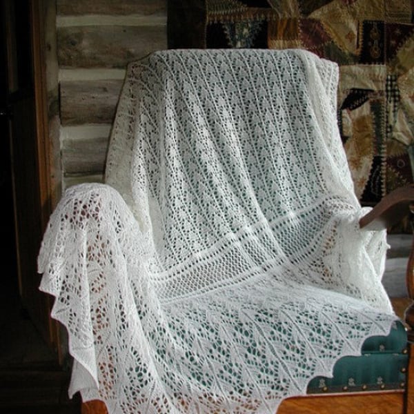 Traditional Lace Edge Baby Shawl 2ply Knitting Pattern PDF instant download knitting pattern
