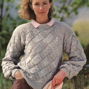 Womans Squared Blocks Entrelac Sweater DK 29" - 43" PDF instant download knitting pattern