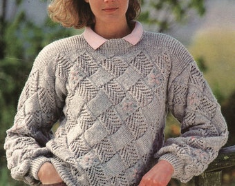 Mujer Bloques Cuadrados Entrelac Suéter DK 29" - 43" PDF patrón de punto de descarga instantánea