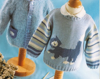 CUTE Baby/Children Cat Motif Sweater 0 - 4 years ~ DK Knitting Pattern