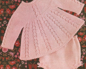 Lacy Baby Angel Top & Knickers 17" - 20" ~ Quickerknit PDF patrón de punto de descarga instantánea
