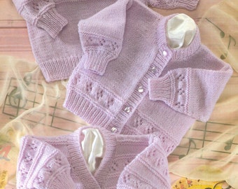 Baby Eyelet Textured Cardigans & Sweater Round/V 16 - 22" DK Knitting Pattern