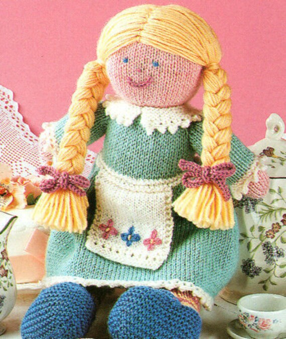 Toy Knitted Girl Rag Doll With Pretty Clothes 14