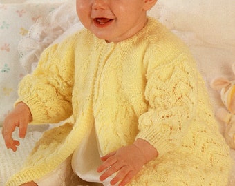 Baby Matinee Coat DK 12 - 20" Knitting Pattern