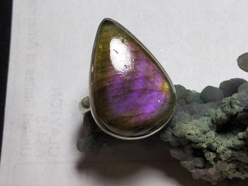 silver ring 92.5 sterling silver jewellery Purple Labradorite ring natural stone