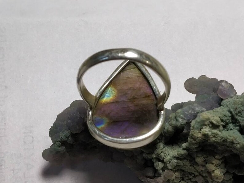 silver ring 92.5 sterling silver jewellery Purple Labradorite ring natural stone