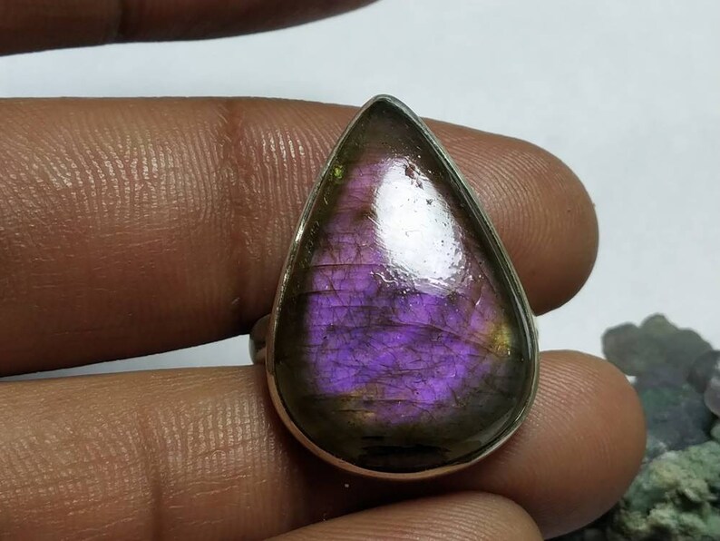 silver ring 92.5 sterling silver jewellery Purple Labradorite ring natural stone