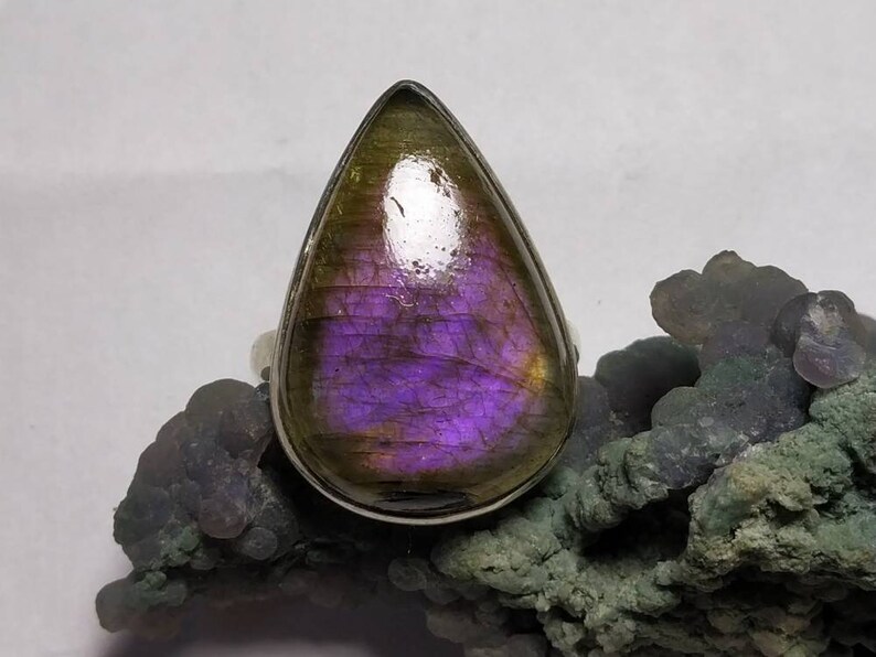silver ring 92.5 sterling silver jewellery Purple Labradorite ring natural stone