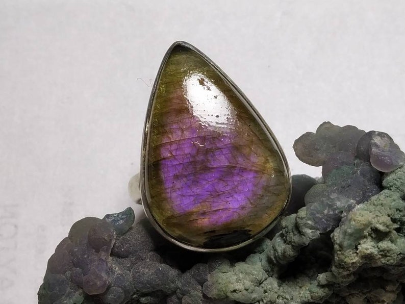 silver ring 92.5 sterling silver jewellery Purple Labradorite ring natural stone