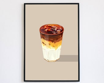 Iced Coffee | Coffeelover, Kitchen, Art, Poster, Digital Print, Digital Download