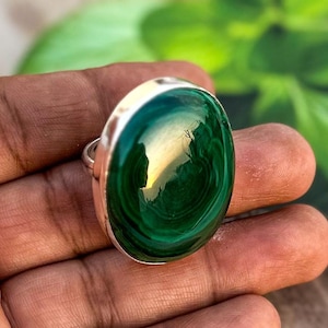 Malachite Ring Malachite Gemstone Handmade 925 Sterling Silver Ring For Anniversary Gift Ring For Mom Malachite Ring For Wedding Gift