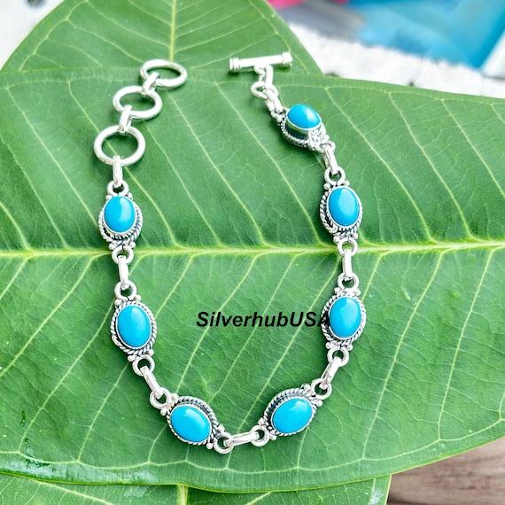 Handmade Sleeping Beauty Turquoise Bracelet: 925 Sterling Silver