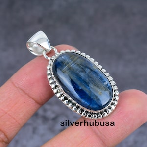 Natural Kyanite Sterling Silver Pendant Kyanite Gemstone Jewelry Kyanite 925 Sterling Silver Necklace Pendant Gift For Mum Kyanite Jewelry