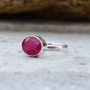 Pink Ruby 925 Sterling Silver Handmade Ring: Boho Statement Ring