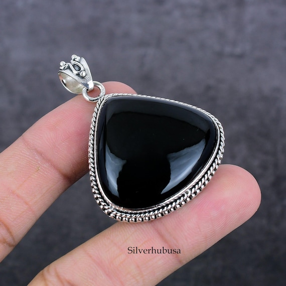 Handmade Black Onyx Pendant: 925 Sterling Silver Necklace - Etsy 