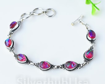Australian Opal Bracelet: Handmade Sterling Silver Adjustable Bangle