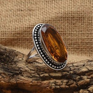 Handmade Citrine Ring: 925 Sterling Silver Gemstone Ring