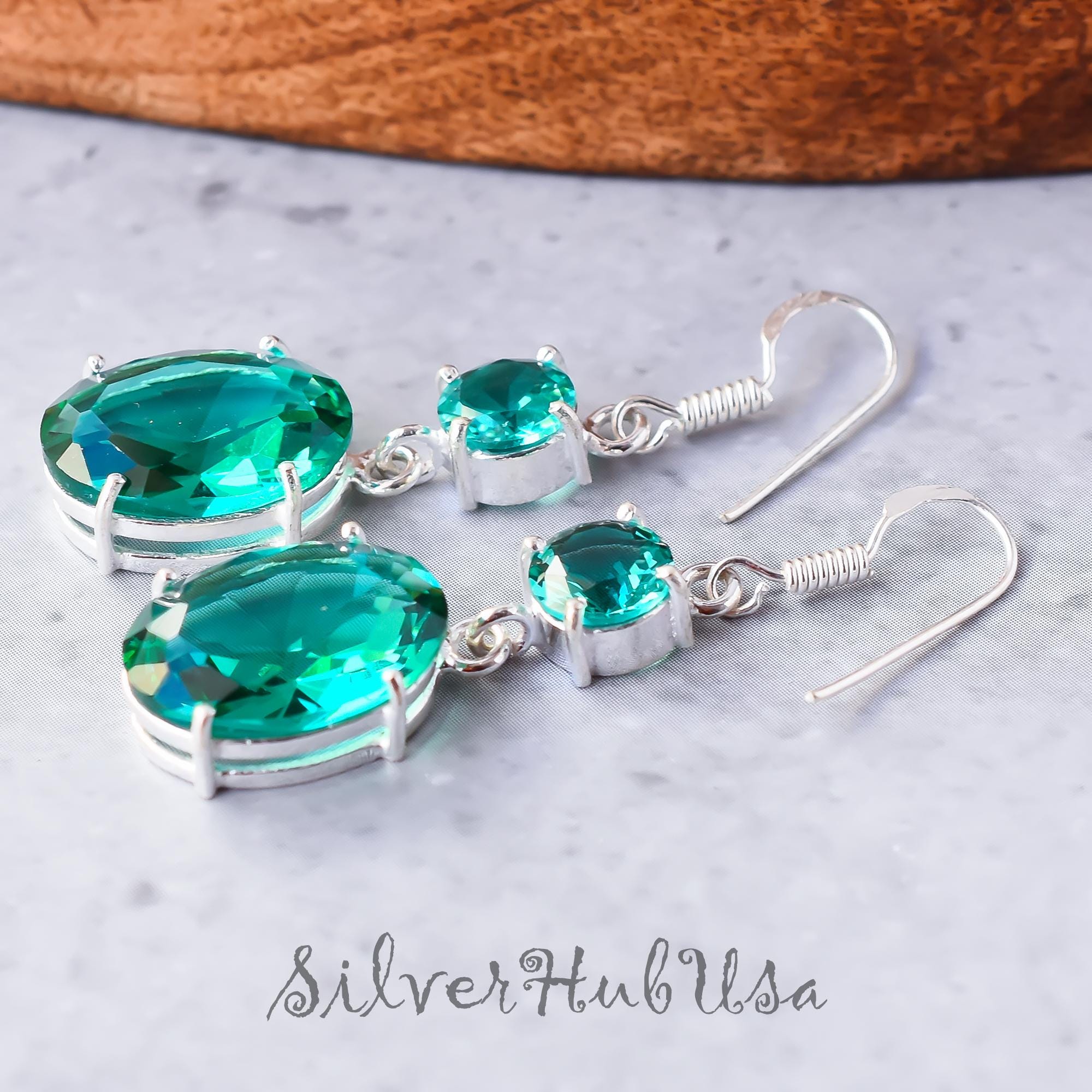 Boucles D'oreilles Argent Sterling Avec Perles De Culture Et Tourmaline Bleue - ROSEMIMOSA