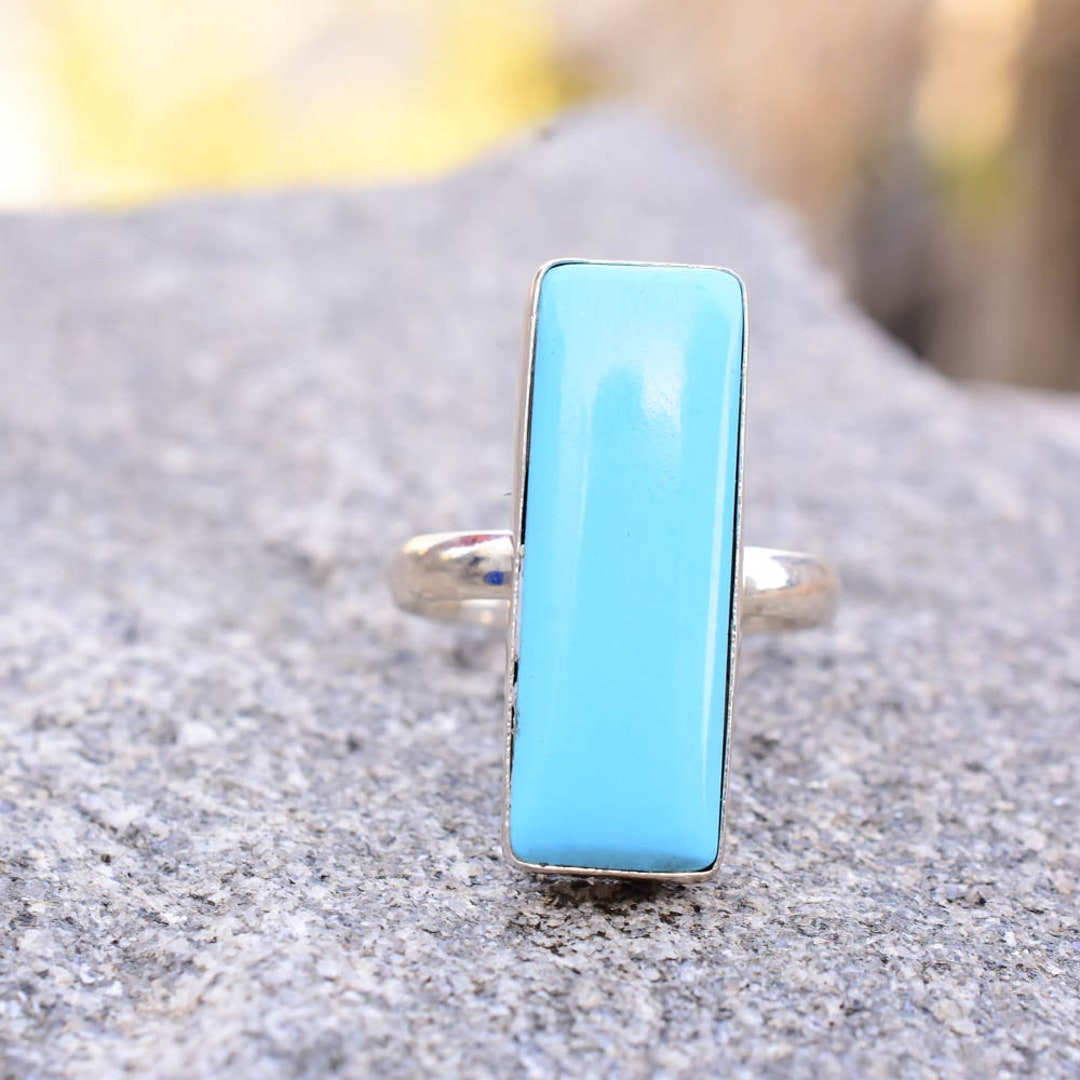 Handmade Sleeping Beauty Turquoise Ring: 925 Sterling Silver Gemstone ...