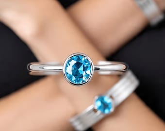 Brazalete bohemio de plata de ley con topacio azul hecho a mano
