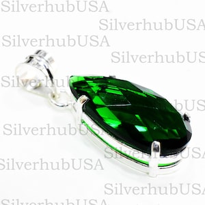 Natural Green Tourmaline Pendant, Sterling Silver Pendant, Dainty Pendant, Gamestone Pendant, Handmade Pendant, Gift for her