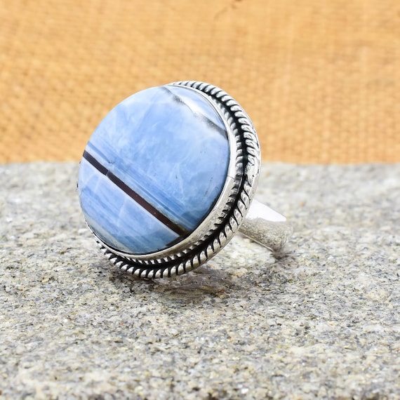 Handmade Owyhee Opal Ring: 925 Sterling Silver Band Ring