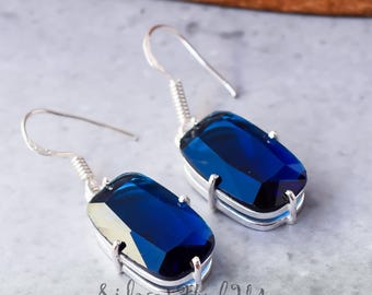 Pendientes colgantes de plata de ley con tanzanita hechos a mano: Joyería bohemia