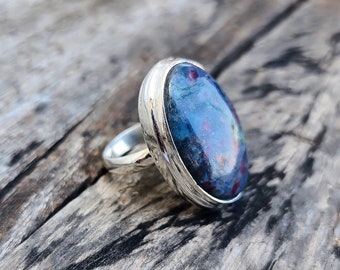 Handmade Ruby In Kyanite Ring: 925 Sterling Silver Gemstone Jewelry