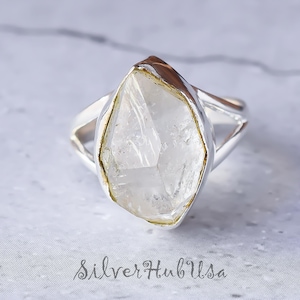 Herkimer Diamond Ring: Natural 925 Sterling Silver Band