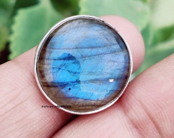 Labradorit Ring: Silber Boho Edelstein, blauer Feuerstein
