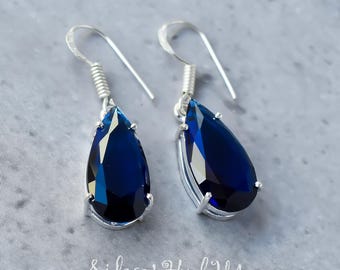 Pendientes colgantes de tanzanita hechos a mano: joyería bohemia de plata de ley 925