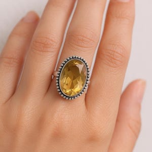 Handmade Citrine Ring: 925 Sterling Silver, November Birthstone