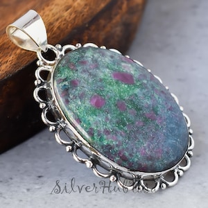 Ruby in Kyanite Pendant Necklace | Handmade 925 Sterling Silver Jewelry | Gift for Her