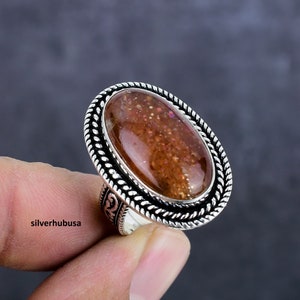 Handmade Sunstone Ring: 925 Sterling Silver Gemstone Jewelry