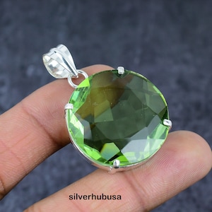 Green Peridot Gemstone 925 Sterling Silver Necklace November Birthstone Jewelry Handcrafted Elegance Dainty Peridot Necklace Gift for Love